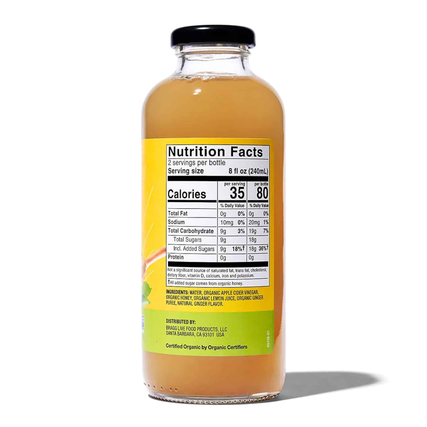 Bragg Organic Apple Cider Vinegar Refreshers, Ginger Lemon Honey, 16 fl oz - Görsel 2