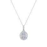 9ct White Gold 0.25ct Diamond Oval Cluster Pendant