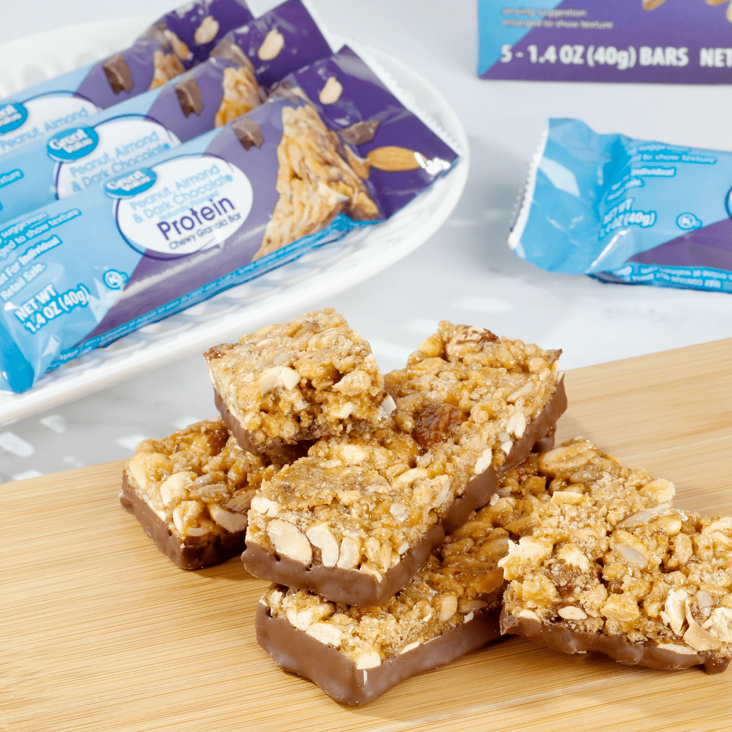 Great Value Peanut, Almond & Dark Chocolate Protein Chewy Granola Bars - Görsel 2