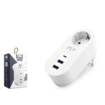 FLY 3400-01 Topraklı Termal Akım Korumalı Priz Adaptörü 2 USB 1 Type-C Beyaz