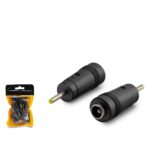 HADRON HDX1338 DC Jack Dönüştürücü 5.5×2.5 mm Soket 2.3×0.7 mm Fiş 10 Adetli Paket Siyah