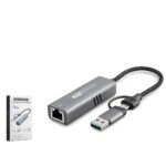 HADRON HDX7850 USB Type C 3.0 Ethernet Adaptör Gigabit 5 Gbps Gri