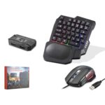 HADRON K191 Android HarmonyOS Uyumlu Mobil Oyun Klavye Mouse Dönüştürücü Seti Bluetooth 5.0 RGB Siyah