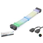 NODAR ND2803 2×8 Pin ARGB PCIe GPU Güç Uzatma Kablosu Bükülebilir 3 mm 44 LED Siyah