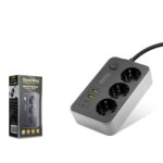 SHOWMAX SH4626 Topraklı Termal Akım Korumalı Uzatma Kablosu Anahtarlı 3 Priz 2 USB 1 Type-C 2 m Siyah