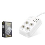 SHOWMAX SH4629 Topraklı Termal Akım Korumalı Uzatma Kablosu Anahtarlı 4 Priz 4 USB 2 Type-C 2 m Beyaz